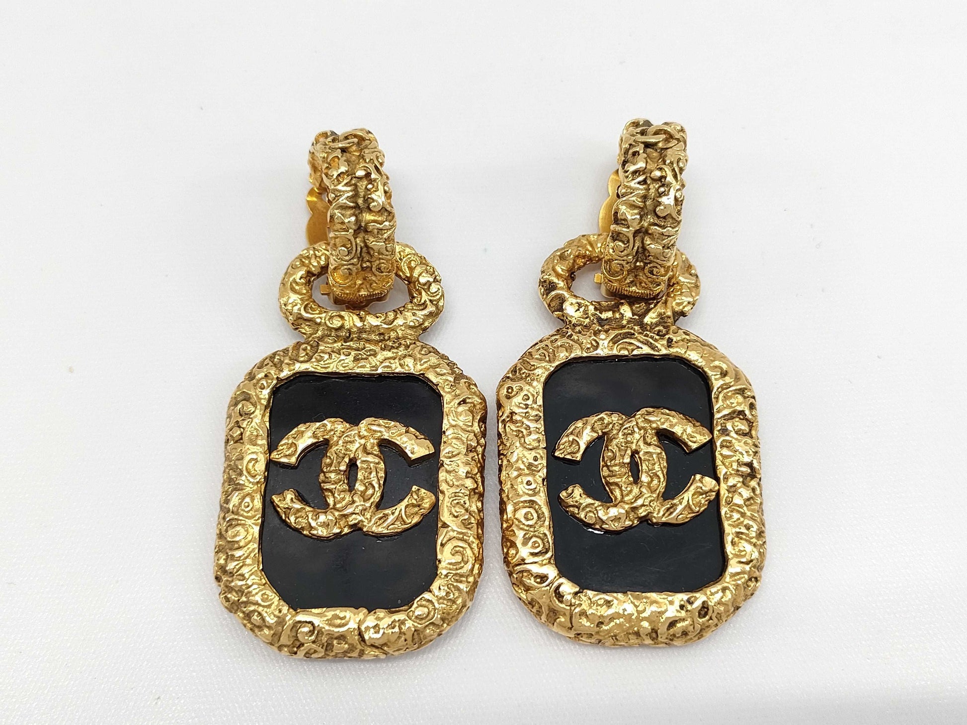 CHANEL Lava Coco Mark Earrings