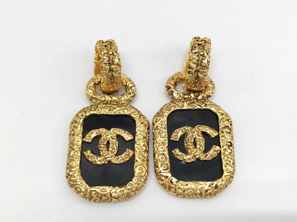 CHANEL Lava Coco Mark Earrings