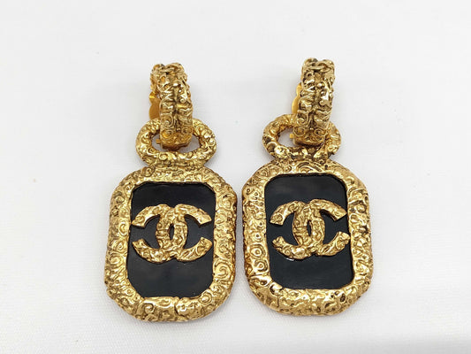 CHANEL Lava Coco Mark Earrings