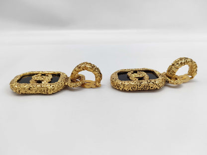 CHANEL Lava Coco Mark Earrings