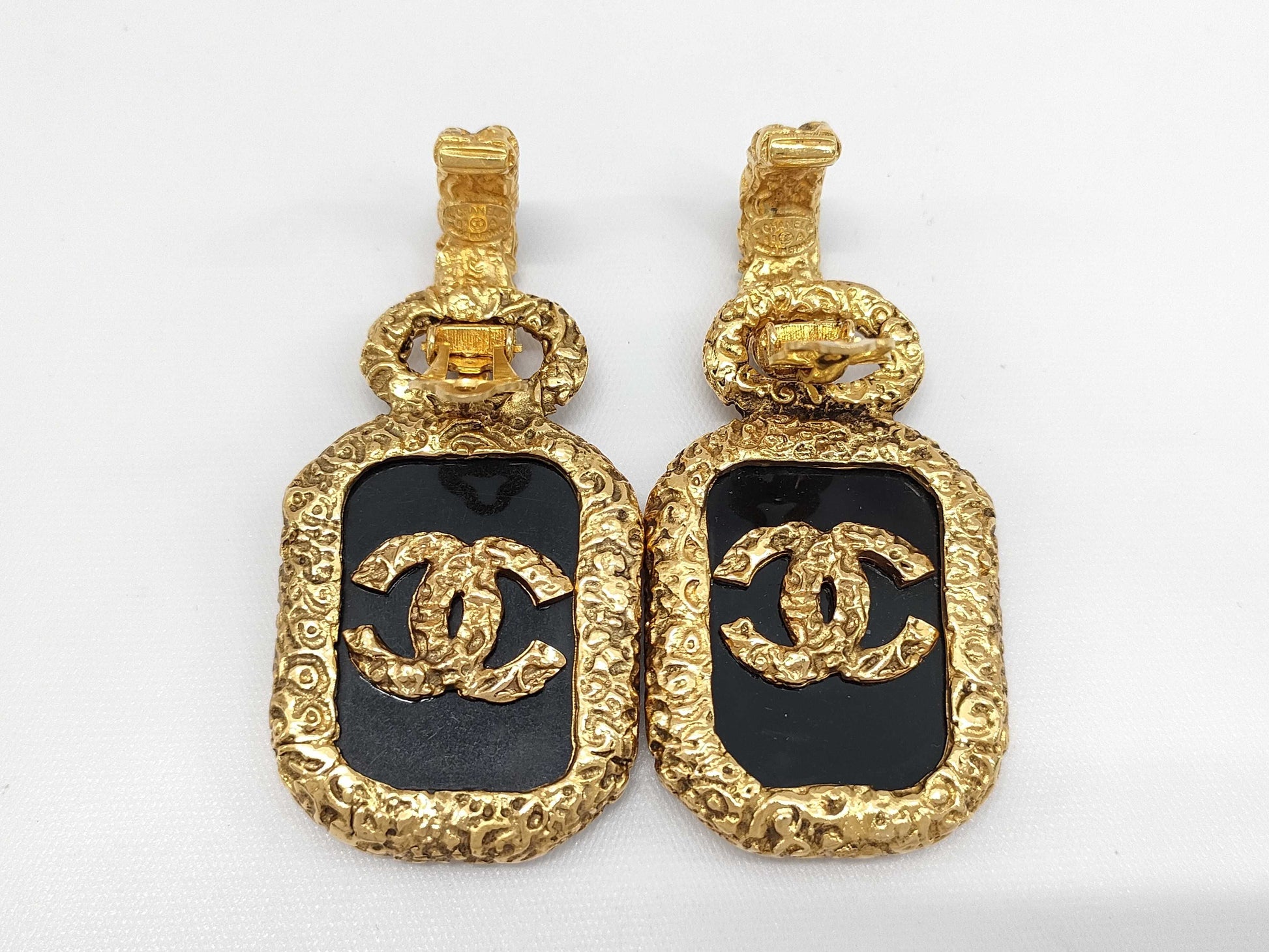 CHANEL Lava Coco Mark Earrings