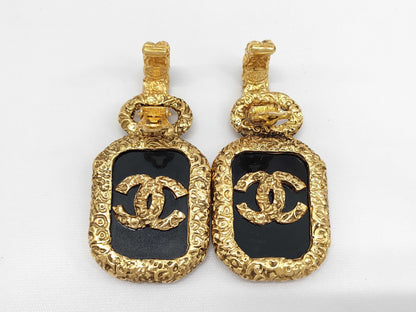 CHANEL Lava Coco Mark Earrings