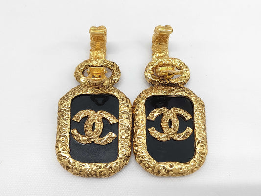 CHANEL Lava Coco Mark Earrings