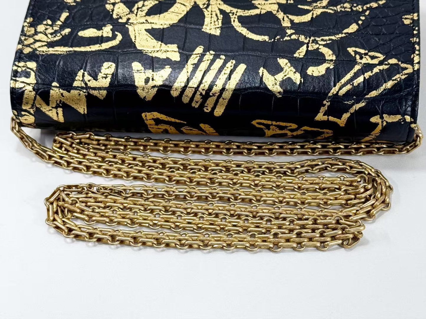 CHANEL Egypt Limited Edition Crocodile Embossed 2.55 Graffiti W19cm Approx. 28 Series [Box, Dust Bag, Sticker Included] Vintage G Hardware Chain Wallet 28086499 Shoulder Bag