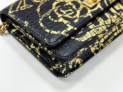 CHANEL Egypt Limited Edition Crocodile Embossed 2.55 Graffiti W19cm Approx. 28 Series [Box, Dust Bag, Sticker Included] Vintage G Hardware Chain Wallet 28086499 Shoulder Bag