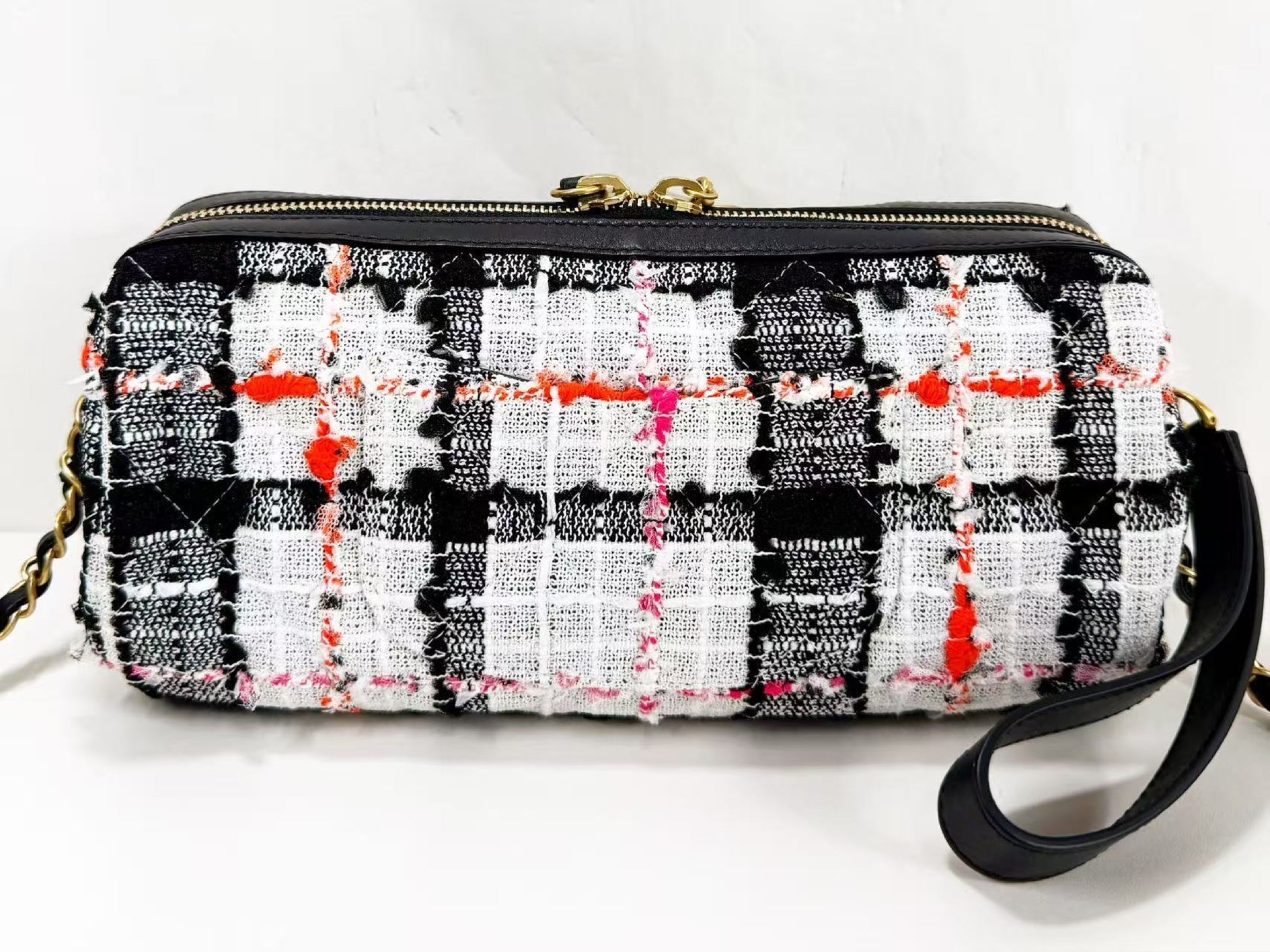 CHANEL CHANEL logo Coco charm lace tweed bowling shoulder bag, approximately 24cm wide, 30s, vintage G hardware, dust bag and sticker included, excellent condition, item number 30095610