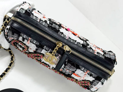 CHANEL CHANEL logo Coco charm lace tweed bowling shoulder bag, approximately 24cm wide, 30s, vintage G hardware, dust bag and sticker included, excellent condition, item number 30095610