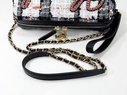 CHANEL CHANEL logo Coco charm lace tweed bowling shoulder bag, approximately 24cm wide, 30s, vintage G hardware, dust bag and sticker included, excellent condition, item number 30095610