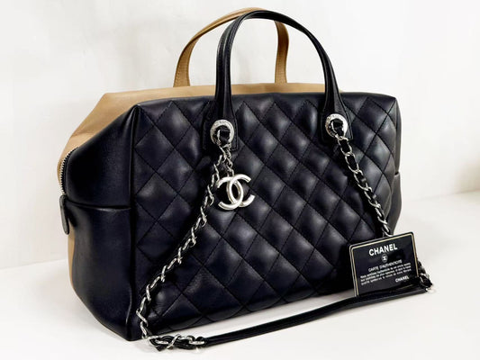 CHANEL Matelasse Coco Charm 2-Way Two-Tone Calfskin Bag, W30cm x H21cm x D16cm, Approx. 22nd Series [Sealed], Silver Hardware, Boston Bag, 22282977