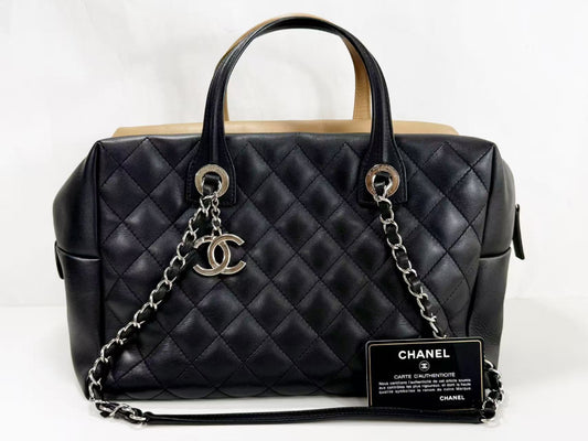 CHANEL Matelasse Coco Charm 2-Way Two-Tone Calfskin Bag, W30cm x H21cm x D16cm, Approx. 22nd Series [Sealed], Silver Hardware, Boston Bag, 22282977