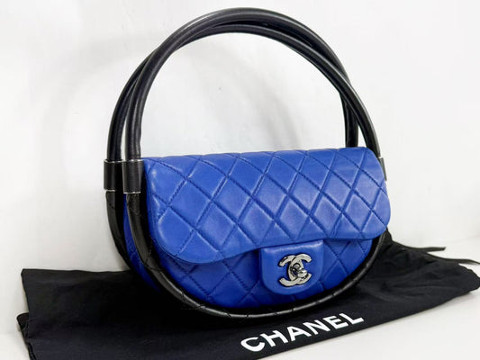 CHANEL Hula Hoop Matelasse Bicolor, W23cm, Approx. 18 Series [Dust bag and sticker included], Black S Hardware, Handbag 18085736