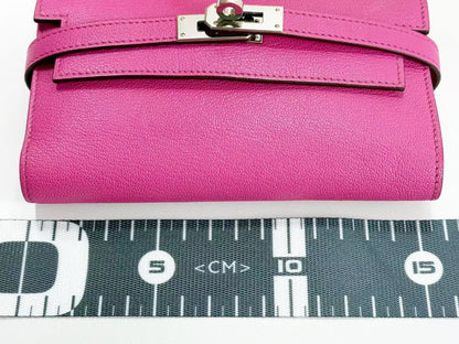 CHANEL Kelly Wallet, Medium Size, Chevre, Pink, D Stamp, Silver Hardware