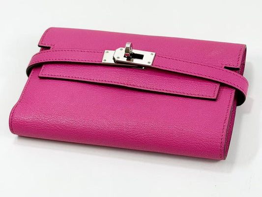 CHANEL Kelly Wallet, Medium Size, Chevre, Pink, D Stamp, Silver Hardware
