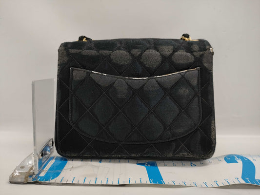 CHANEL Matelasse Satin Chain Turnlock Black Shoulder Bag