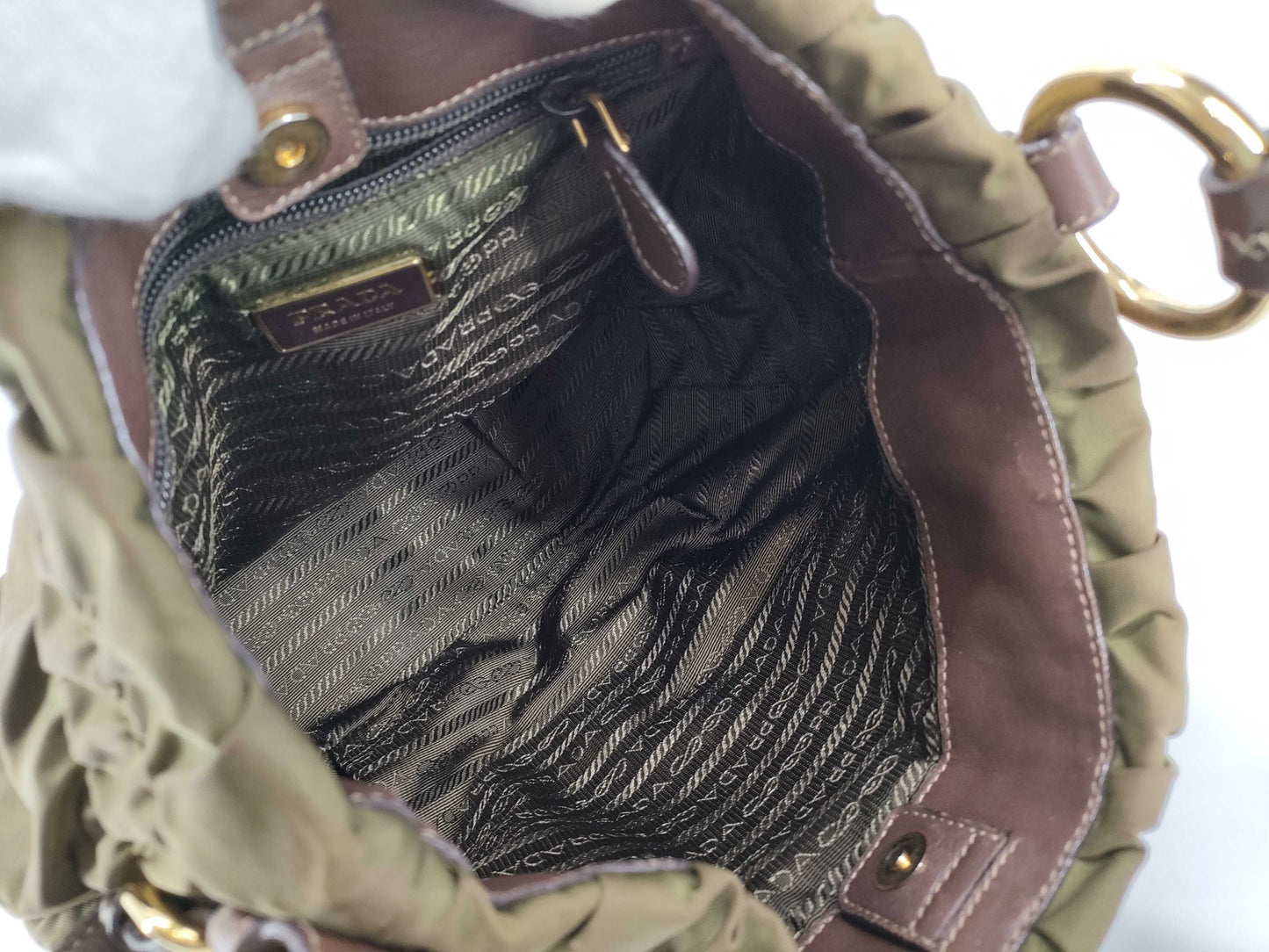PRADA Nylon Prada Handbag Khaki Handbag