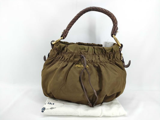 PRADA Nylon Prada Handbag Khaki Handbag