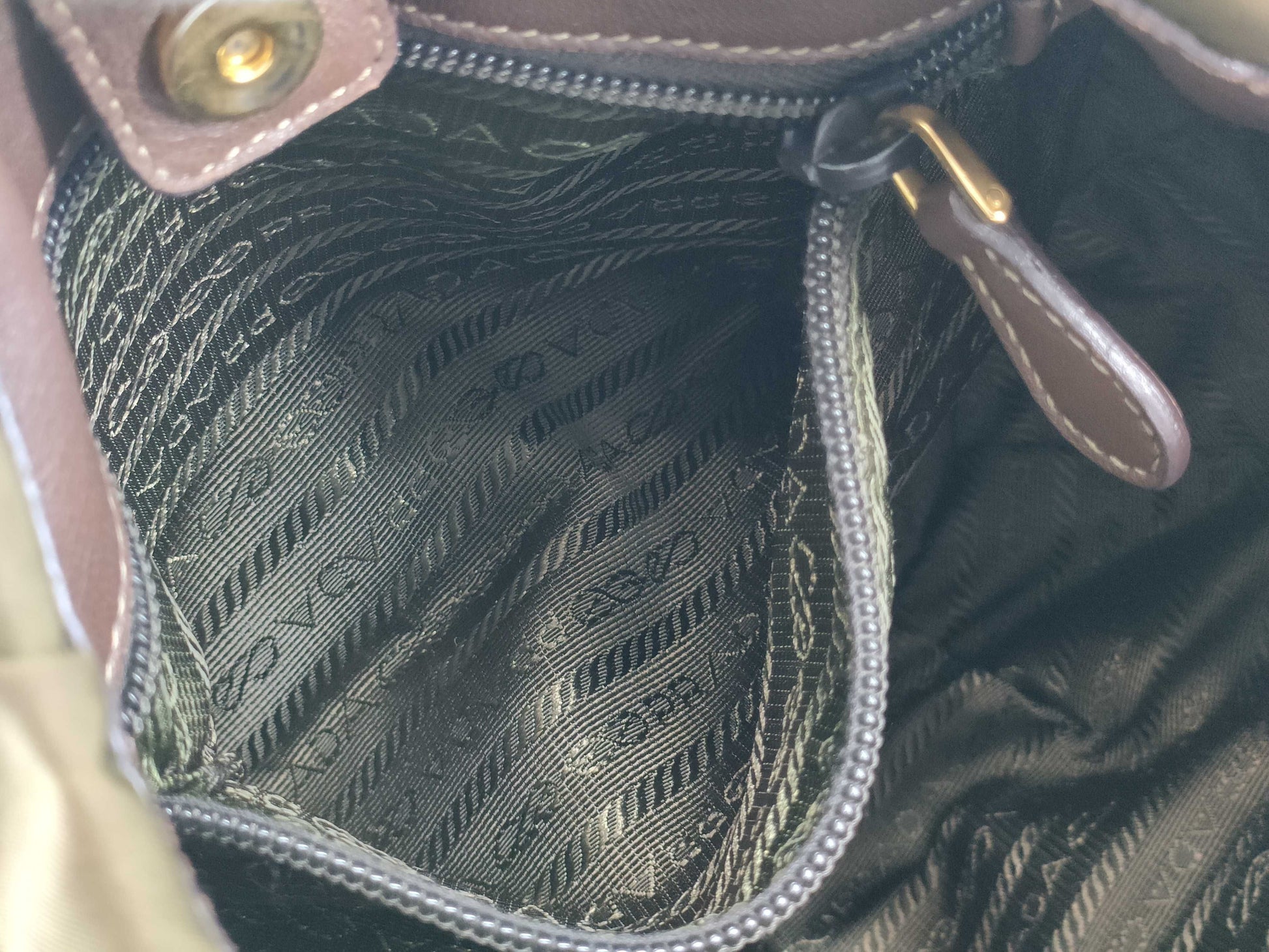 PRADA Nylon Prada Handbag Khaki Handbag