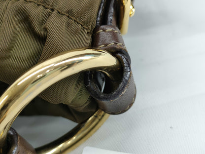 PRADA Nylon Prada Handbag Khaki Handbag