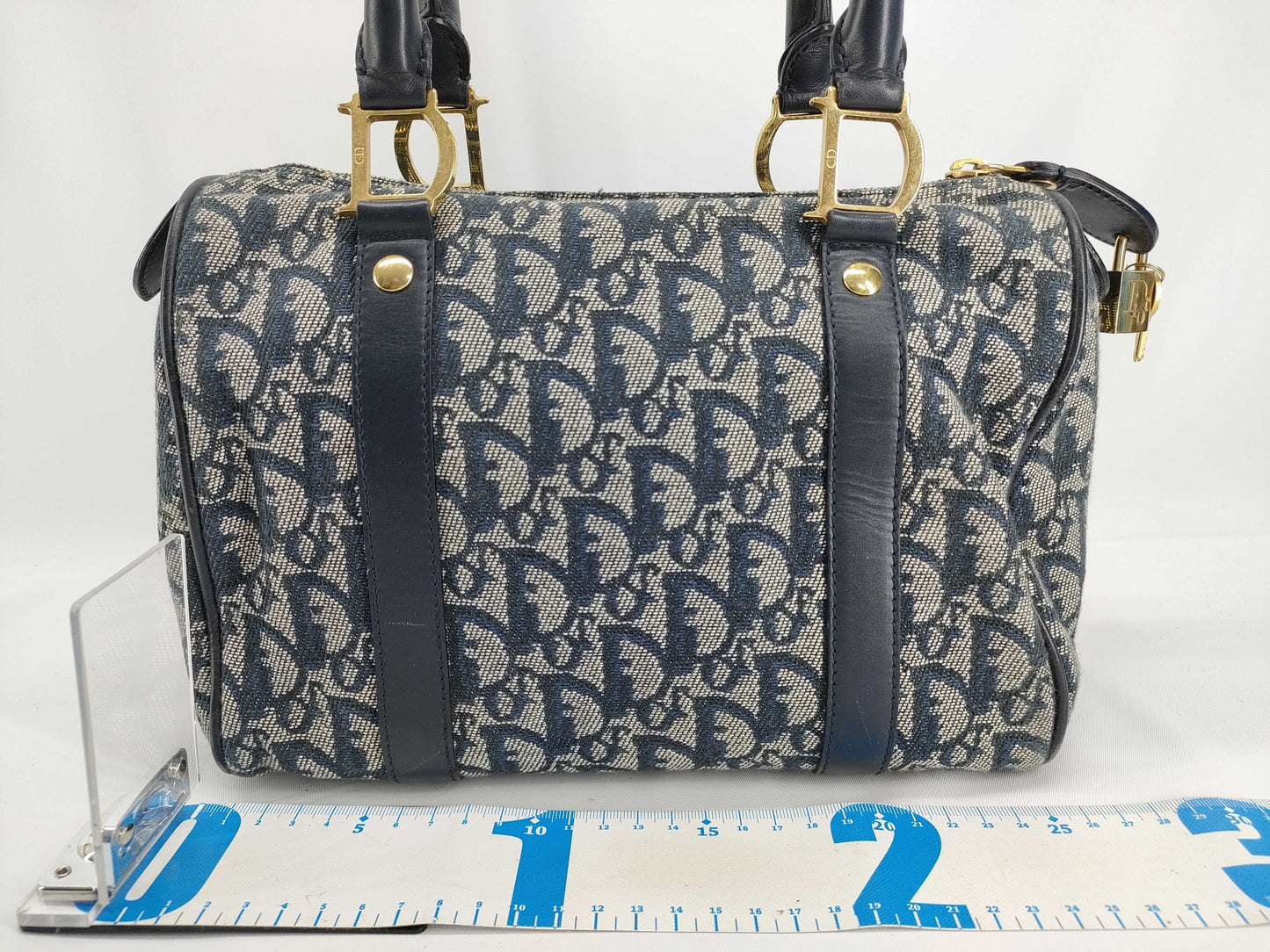 Dior Christian Dior Trotter Handbag Mini Boston Bag Blue Boston Bag