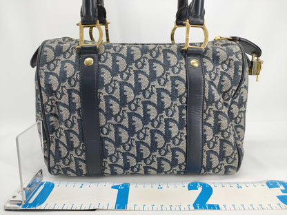 Dior Christian Dior Trotter Handbag Mini Boston Bag Blue Boston Bag