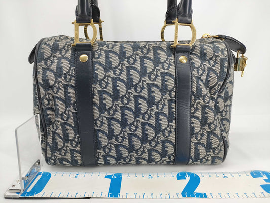 Dior Christian Dior Trotter Handbag Mini Boston Bag Blue Boston Bag