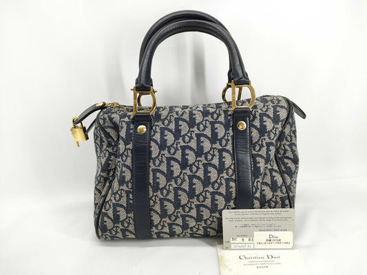 Dior Christian Dior Trotter Handbag Mini Boston Bag Blue Boston Bag
