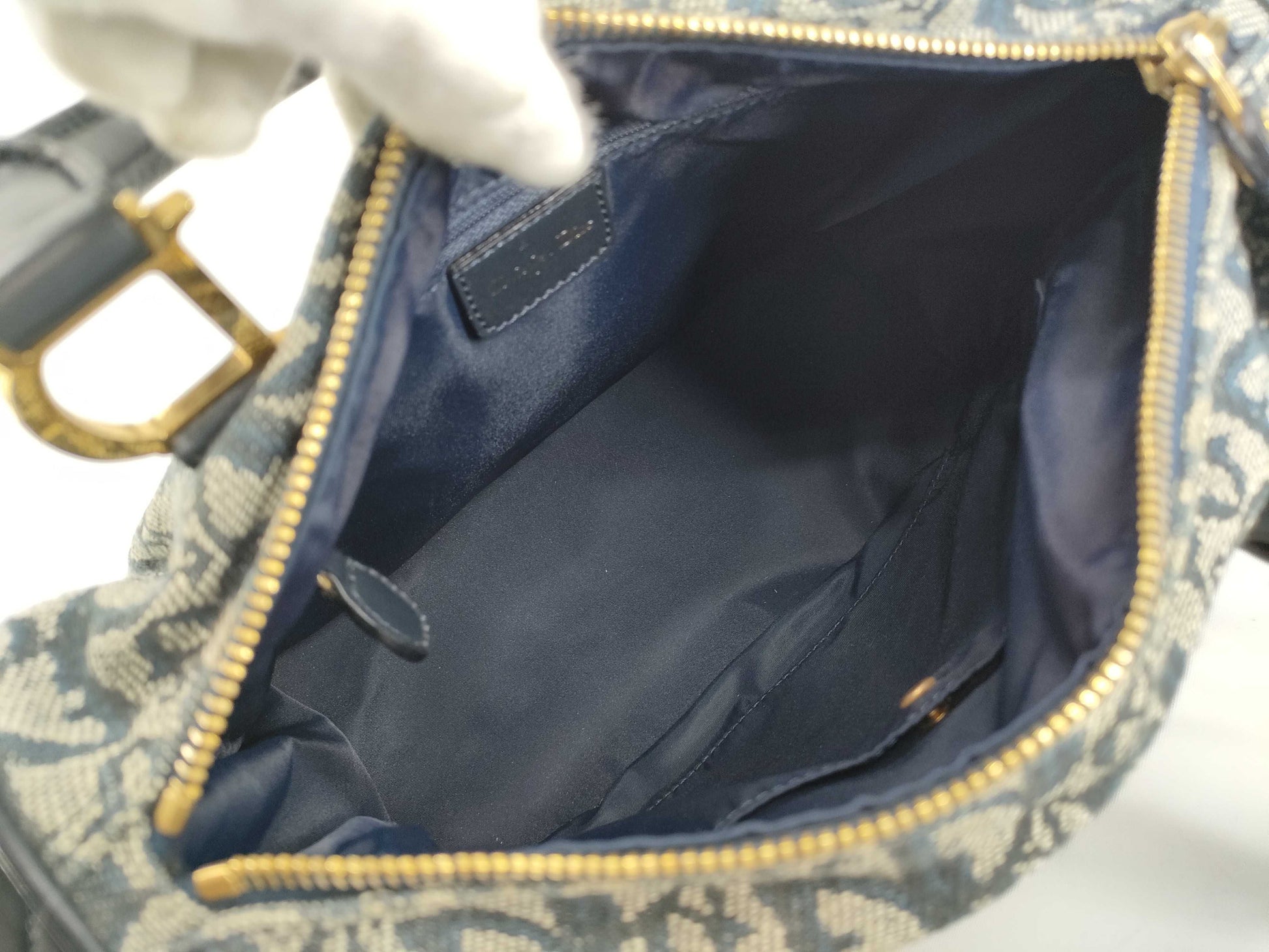 Dior Christian Dior Trotter Handbag Mini Boston Bag Blue Boston Bag