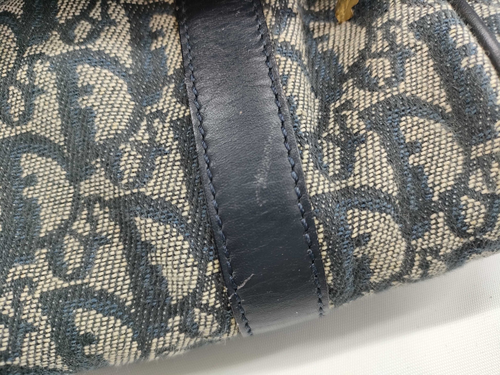Dior Christian Dior Trotter Handbag Mini Boston Bag Blue Boston Bag