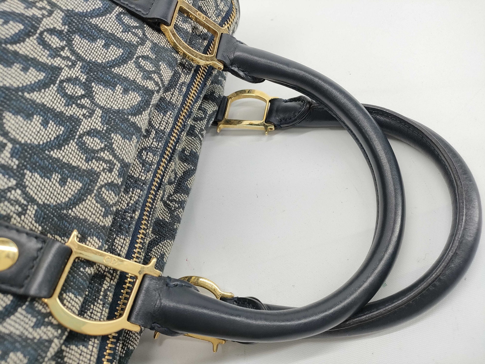 Dior Christian Dior Trotter Handbag Mini Boston Bag Blue Boston Bag