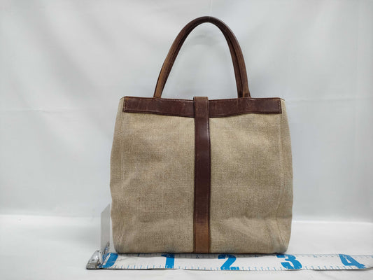 CHANEL Canvas Turnlock Brown Tote Bag