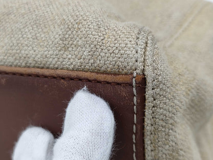 CHANEL Canvas Turnlock Brown Tote Bag