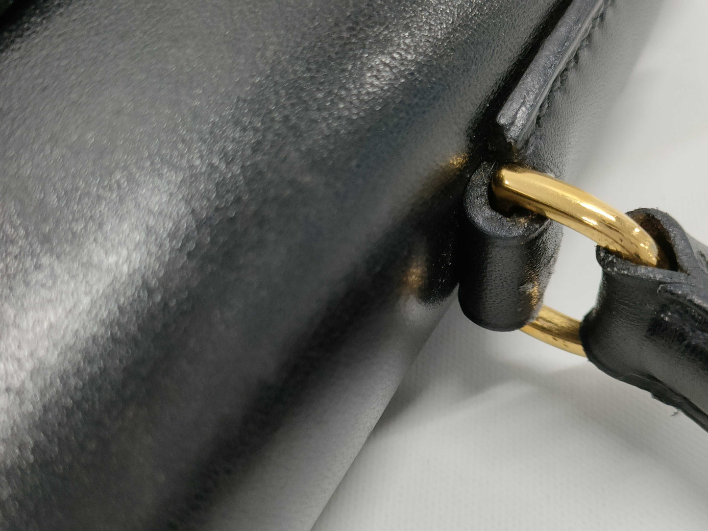 HERMES Kelly 32 Gold Hardware Black Handbag
