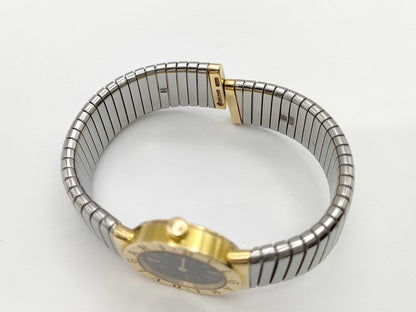 BVLGARI Tubogas BB232T P.92431 Quartz Black Dial 18K Gold Women's Watch