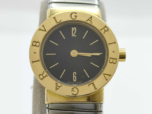 BVLGARI Tubogas BB232T P.92431 Quartz Black Dial 18K Gold Women's Watch