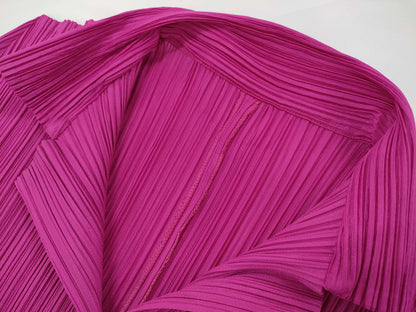 PLEATS PLEASE Pleated Dress, Long Sleeve, Polyester, Made in Japan, Pink, Size 3, Dress