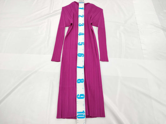 PLEATS PLEASE Pleated Dress, Long Sleeve, Polyester, Made in Japan, Pink, Size 3, Dress