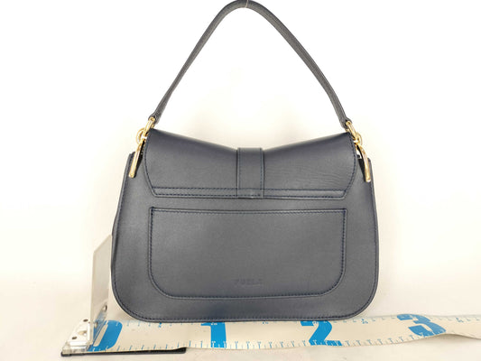 FURLA Flow Top Handle M Leather Shoulder Bag, 2-Way, Dark Navy
