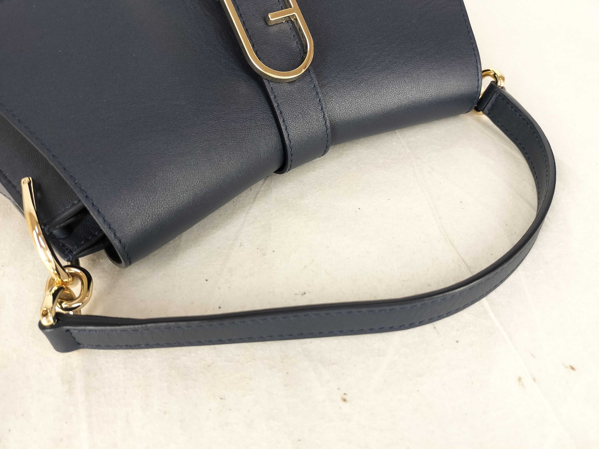 FURLA Flow Top Handle M Leather Shoulder Bag, 2-Way, Dark Navy
