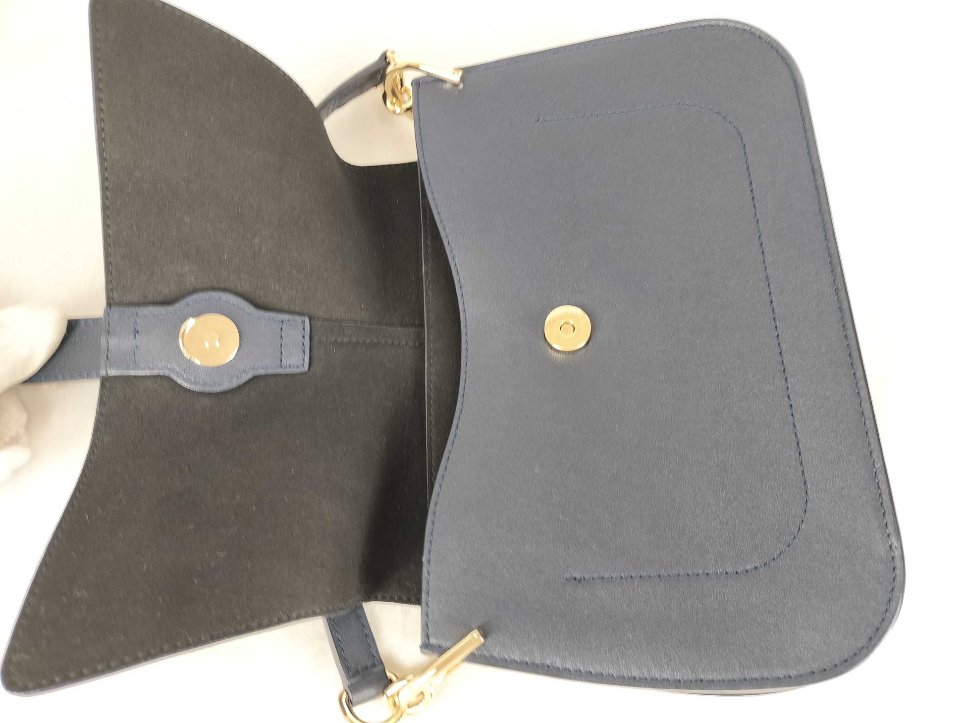 FURLA Flow Top Handle M Leather Shoulder Bag, 2-Way, Dark Navy