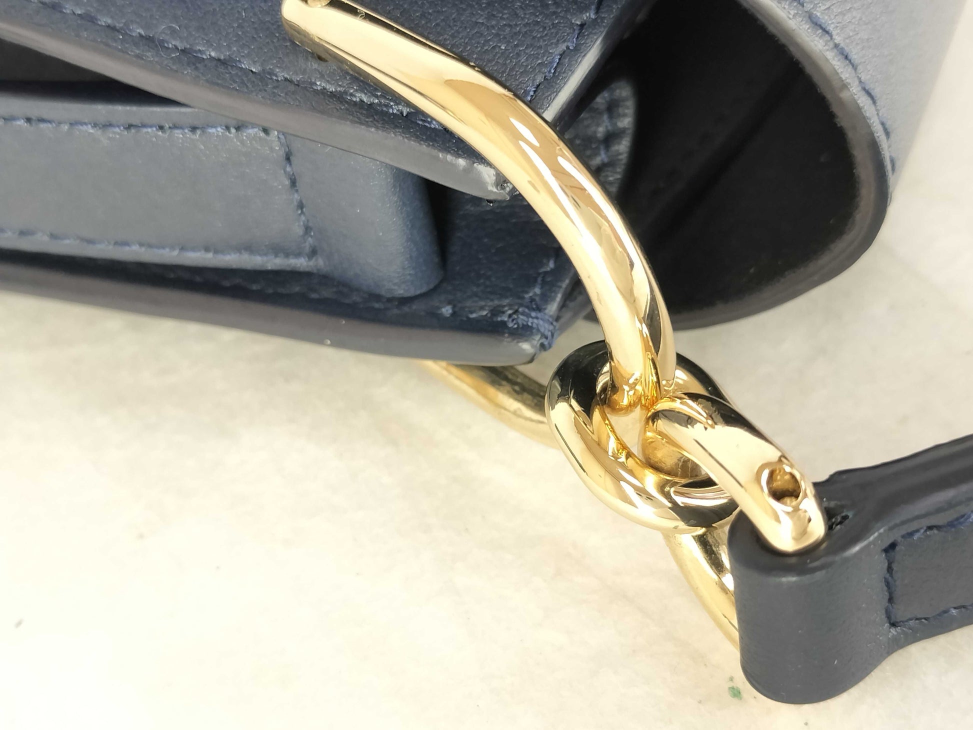FURLA Flow Top Handle M Leather Shoulder Bag, 2-Way, Dark Navy