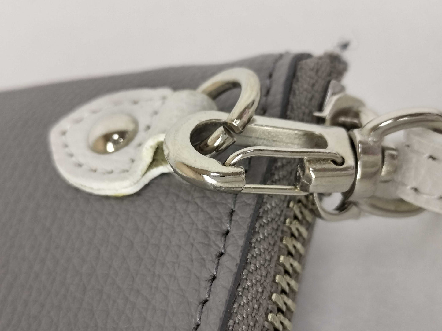 A.D.M.J. Shoulder Wallet Leather Gray x White Shoulder Bag