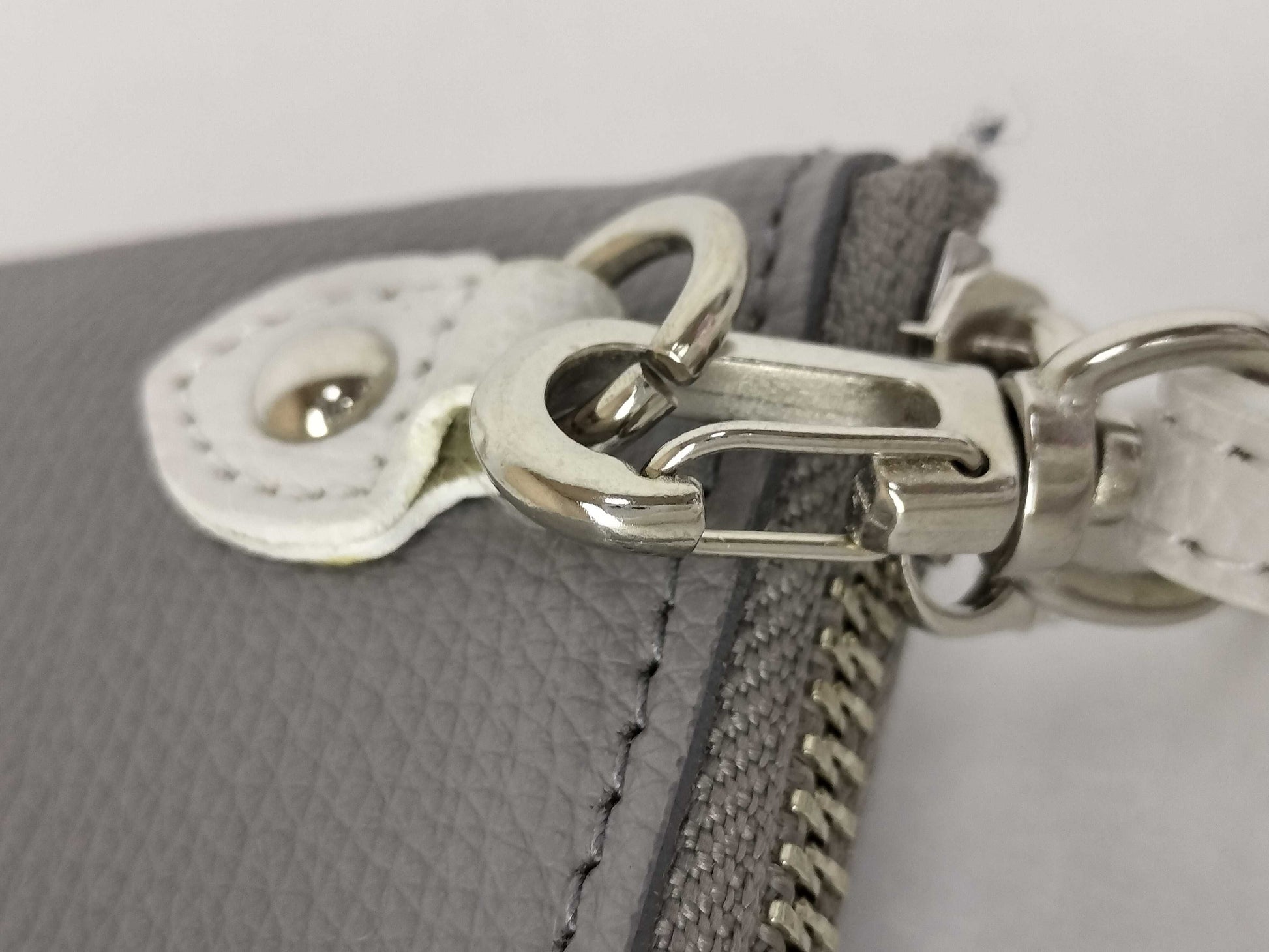 A.D.M.J. Shoulder Wallet Leather Gray x White Shoulder Bag