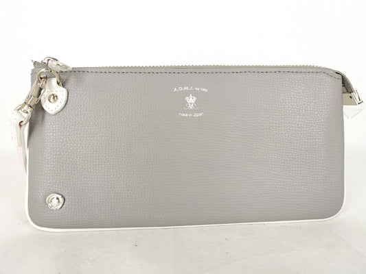 A.D.M.J. Shoulder Wallet Leather Gray x White Shoulder Bag