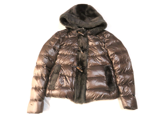 Emmety Mouton Down Jacket, Brown, Size 38