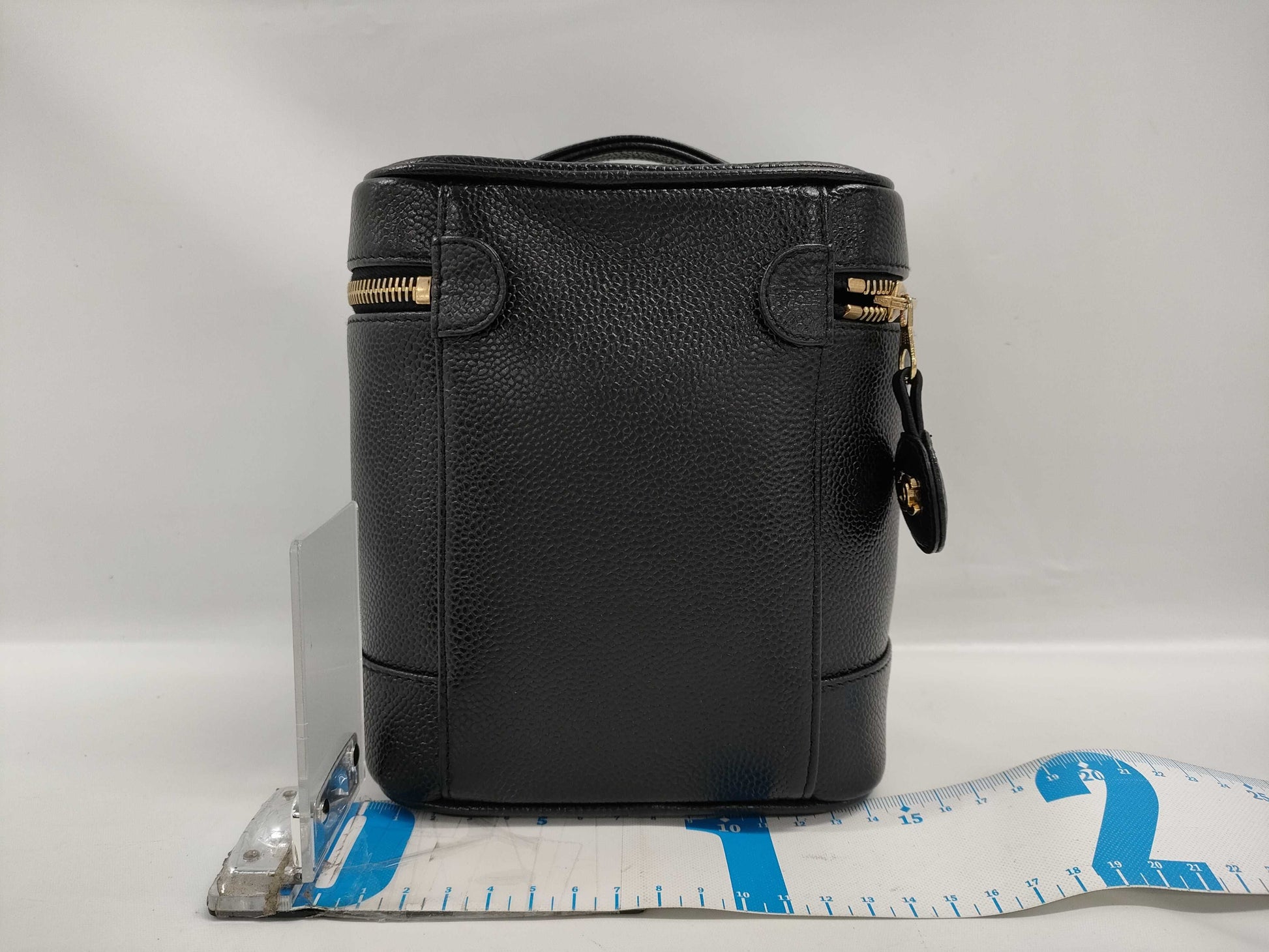 CHANEL Caviar Skin Coco Mark Vertical Vanity Handbag