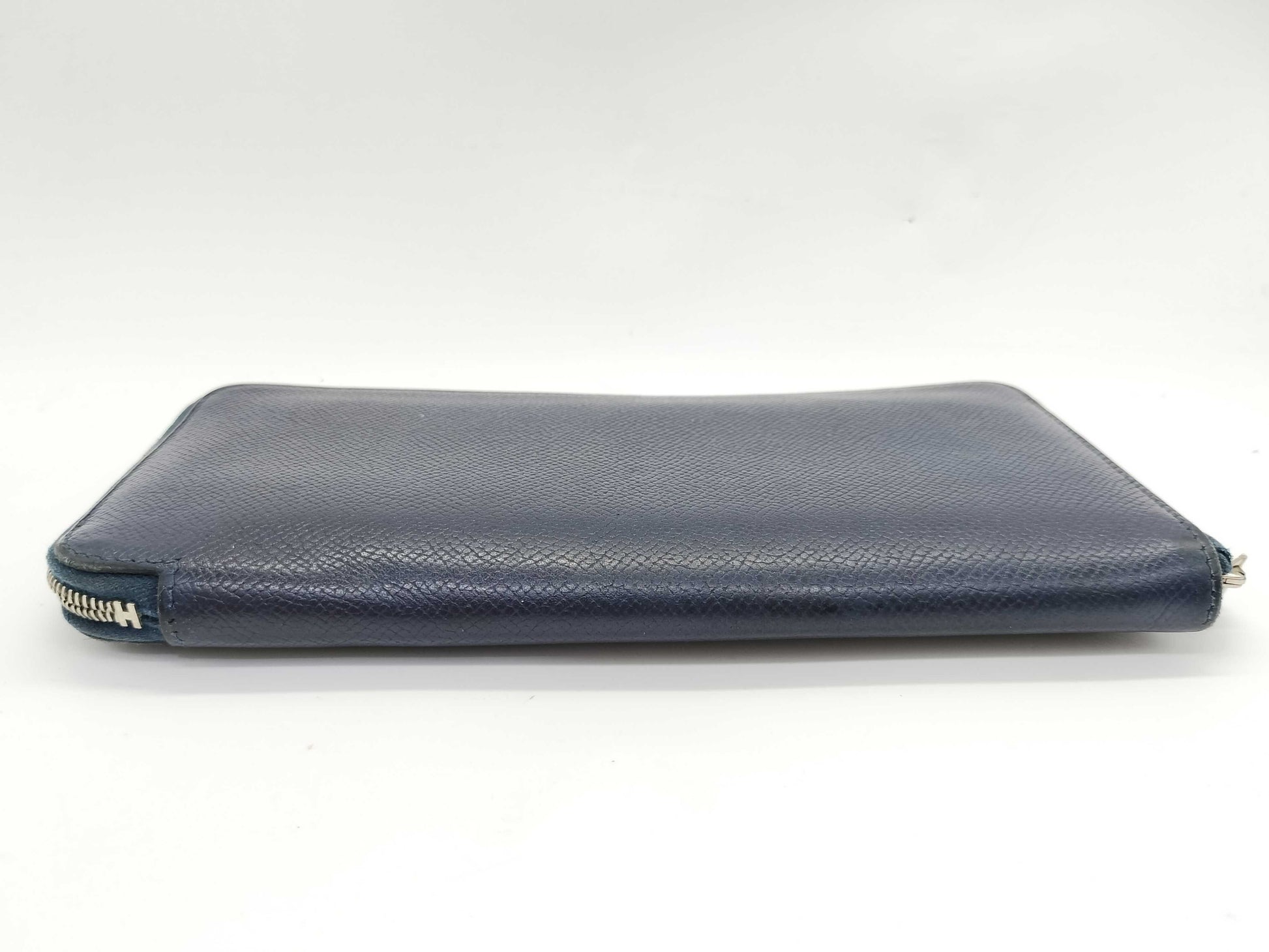 HERMES □N engraved Azap Hermès Azap Silkin Navy Wallet