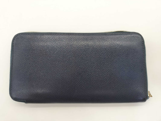 HERMES □N engraved Azap Hermès Azap Silkin Navy Wallet