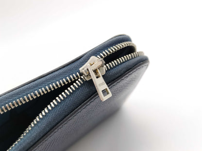 HERMES □N engraved Azap Hermès Azap Silkin Navy Wallet