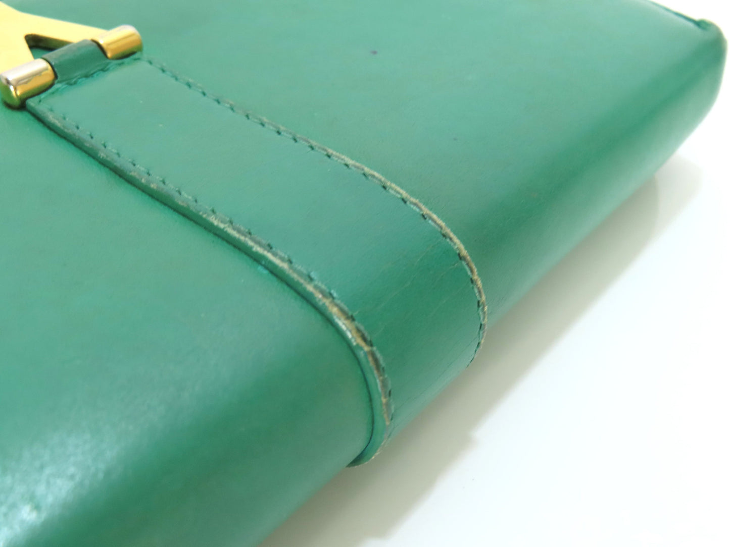 Yves Saint Laurent YSL Leather Zippy Wallet Green Wallet