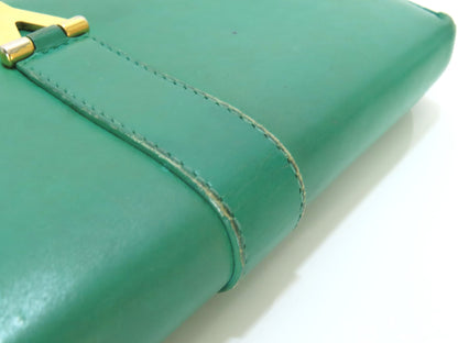 Yves Saint Laurent YSL Leather Zippy Wallet Green Wallet